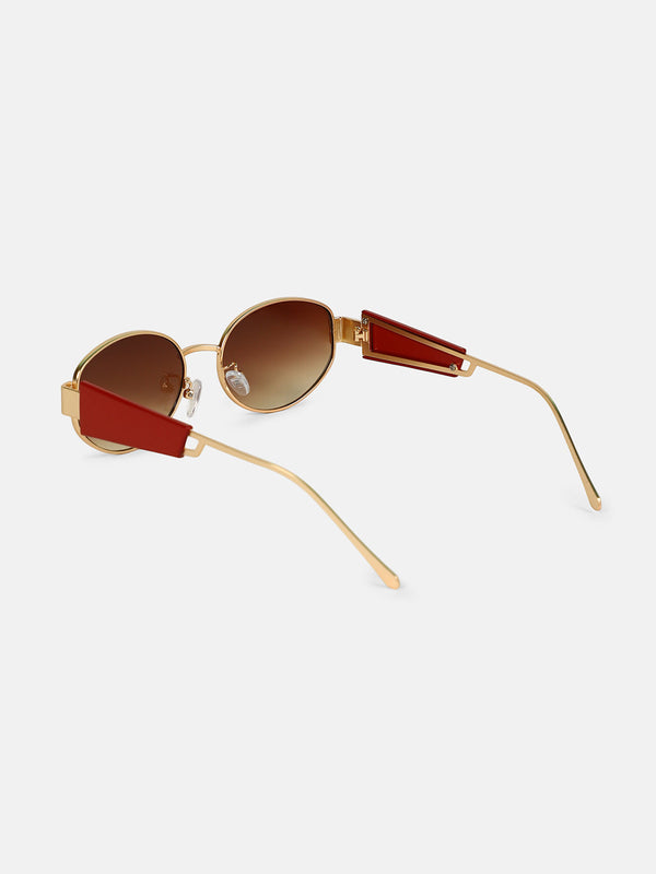 The Cityblock Oval Sunglass - Burgundy Red