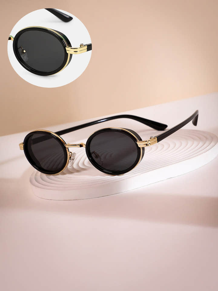 The Malibu Block Oval Sunglass - Onyx Black