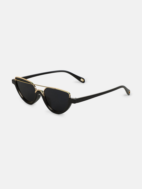 The Tilted-Bar Cateye Sunglass - Onyx Black
