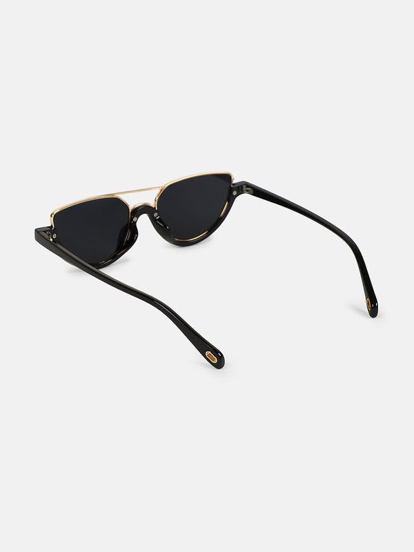 The Tilted-Bar Cateye Sunglass - Onyx Black