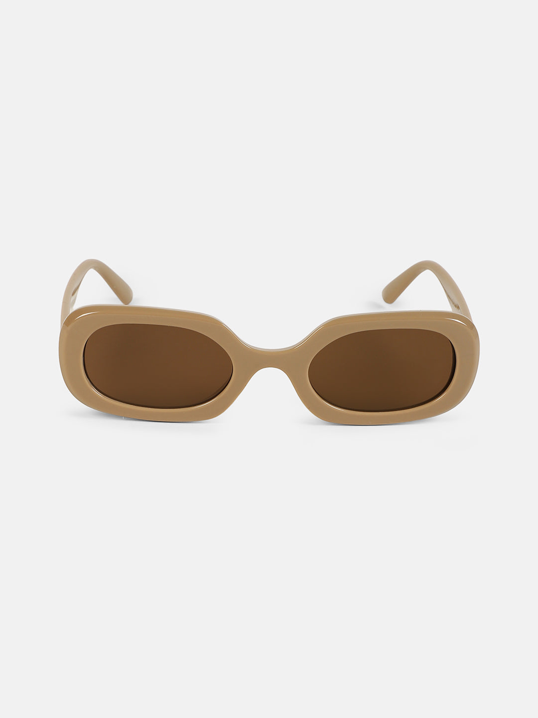 The Retro Rectangular Sunglass - Khaki Beige