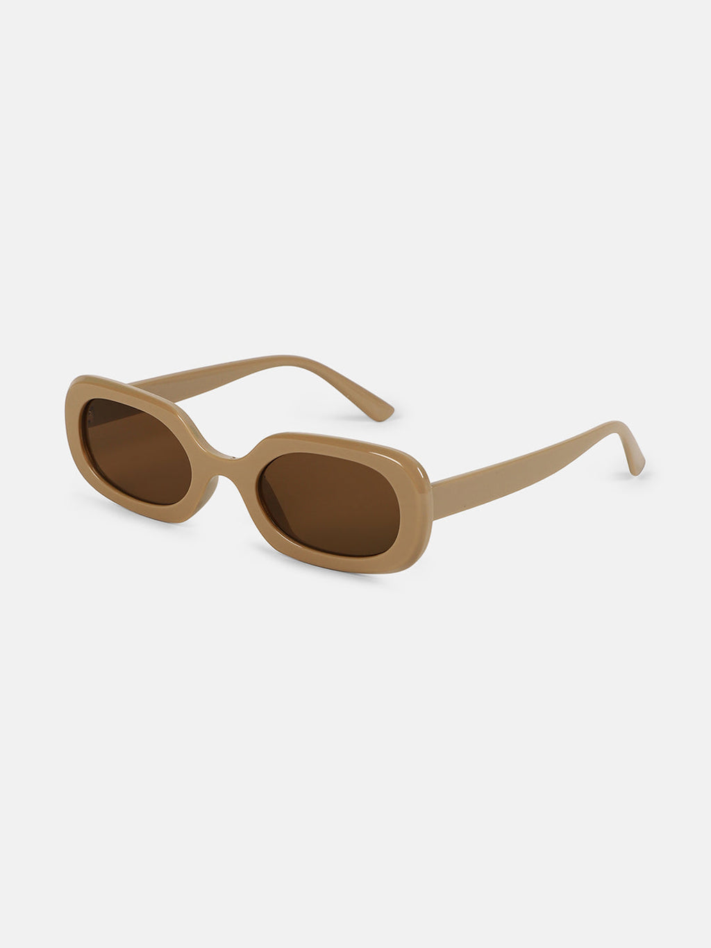 The Retro Rectangular Sunglass - Khaki Beige