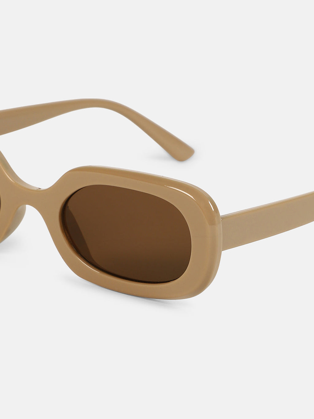 The Retro Rectangular Sunglass - Khaki Beige