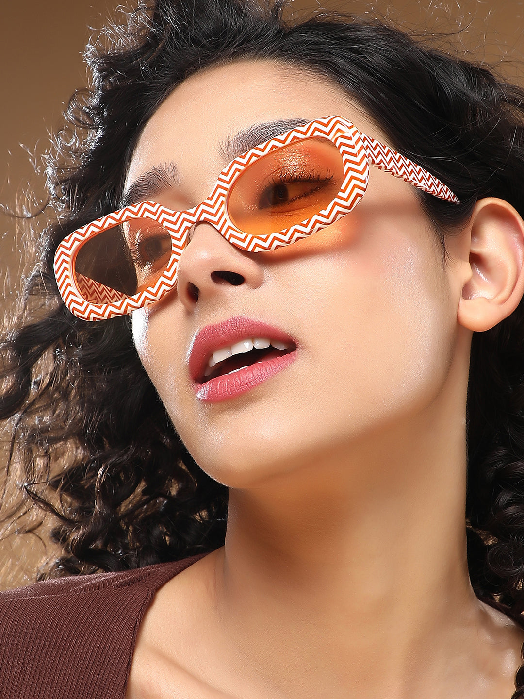 The Zany Retro Rectangular Sunglass - Sienna Brown