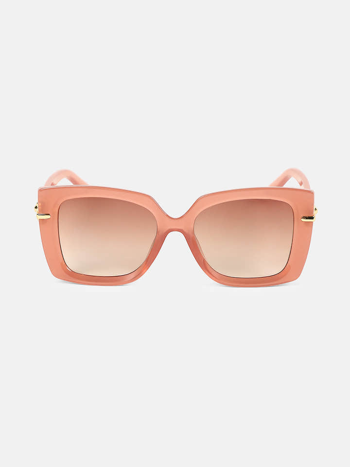 The Gilded Hinge Rectangular Sunglass - Rouge Pink