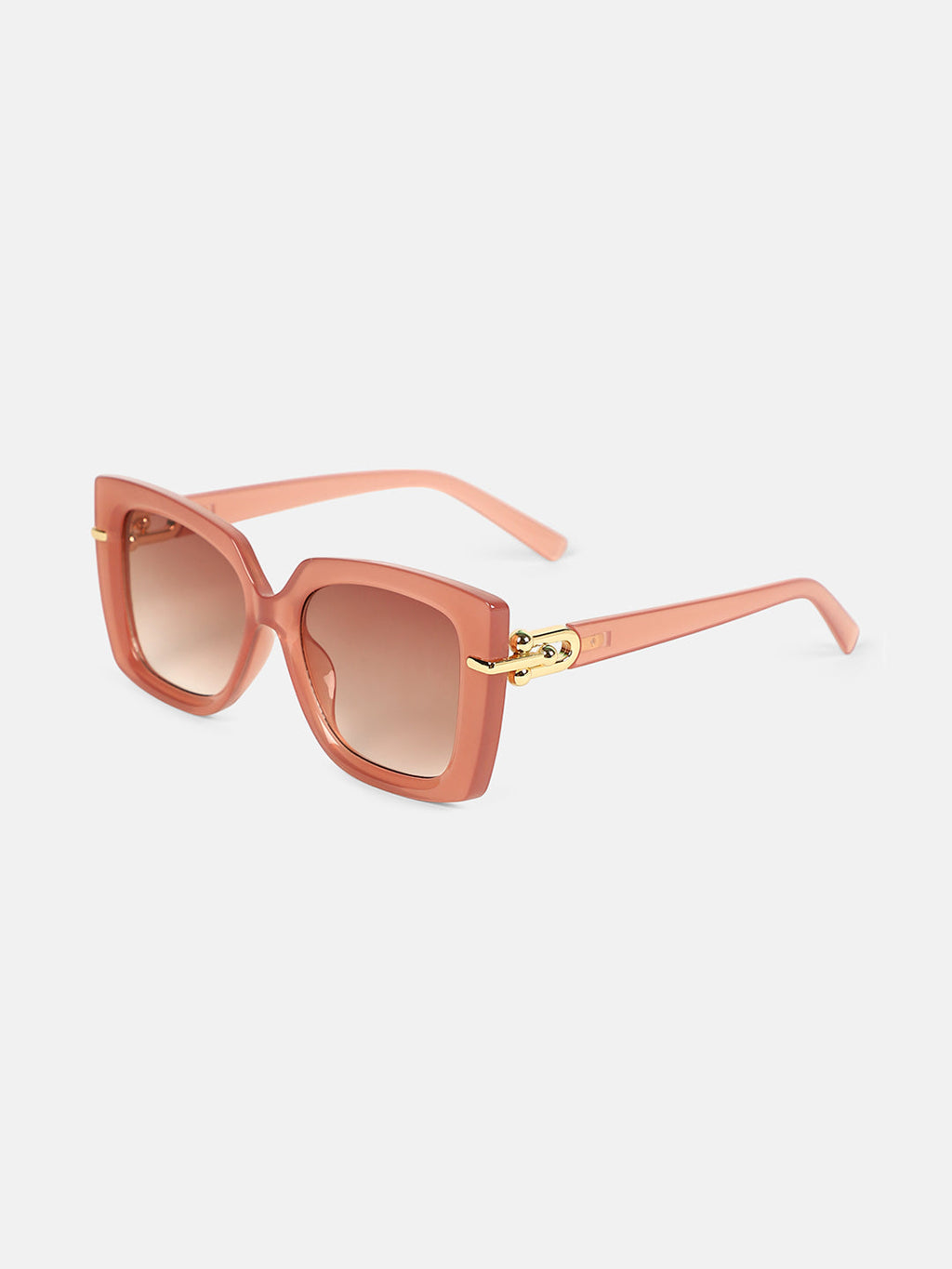 The Gilded Hinge Rectangular Sunglass - Rouge Pink