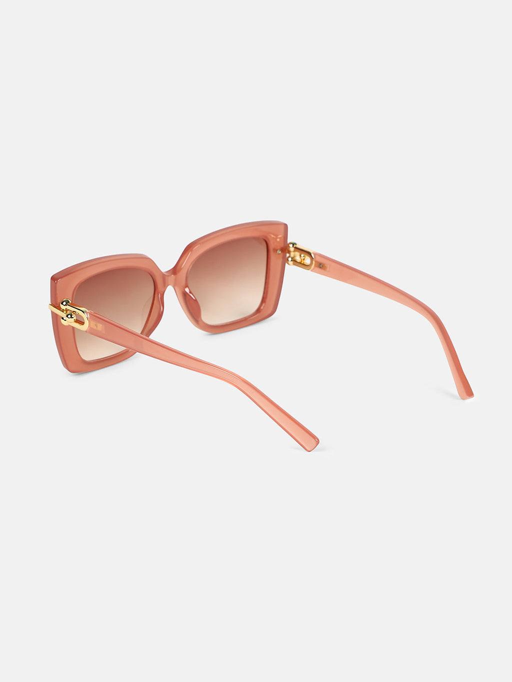The Gilded Hinge Rectangular Sunglass - Rouge Pink