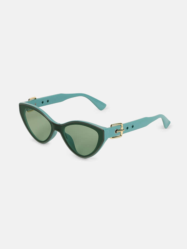 The Gilded Tang-Buckle Cateye Sunglass - Aqua Green