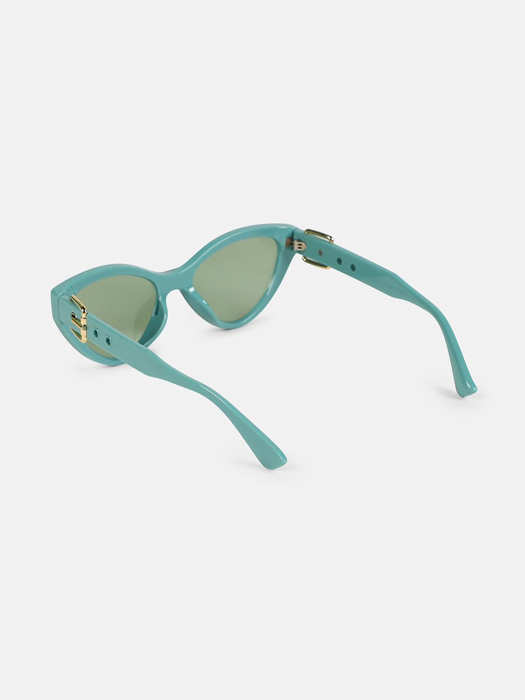 The Gilded Tang-Buckle Cateye Sunglass - Aqua Green