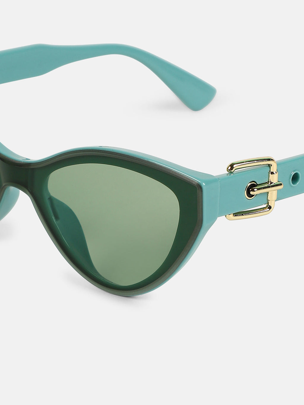 The Gilded Tang-Buckle Cateye Sunglass - Aqua Green