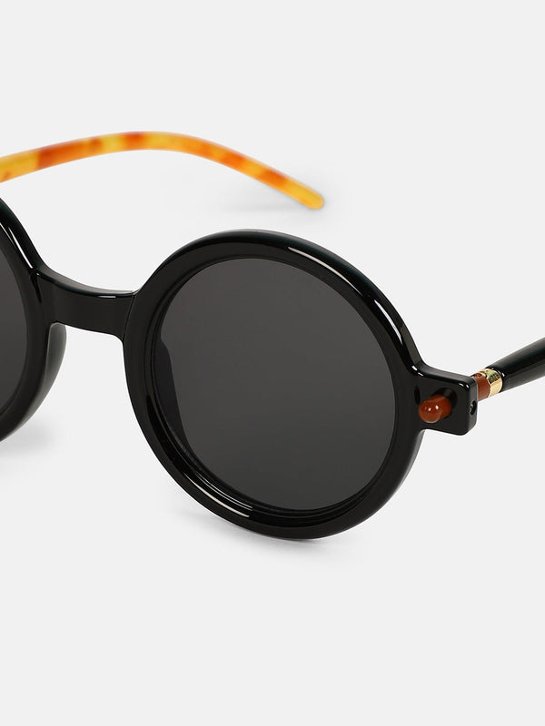 The Corsica Round Sunglass - Onyx Black