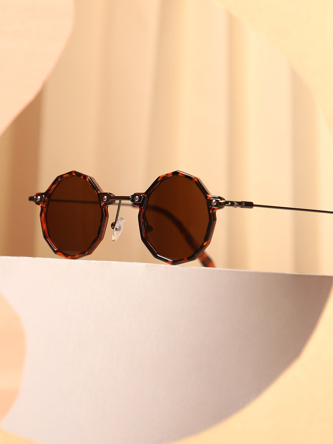 The Tortoiseshell Circuscore Geometric Sunglass - Coffee Brown