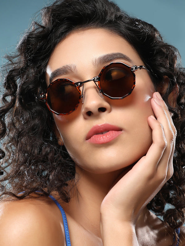 The Tortoiseshell Circuscore Geometric Sunglass - Coffee Brown