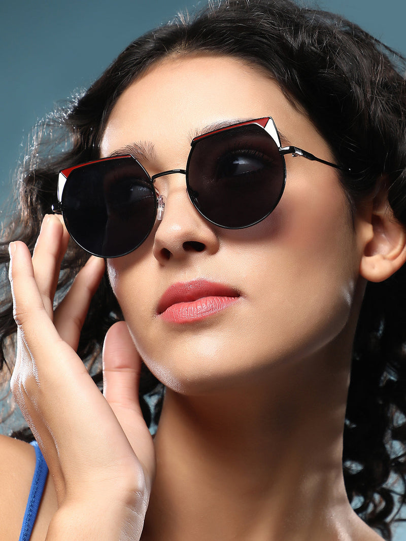 The Edge-Block Cateye Sunglass - Onyx Black