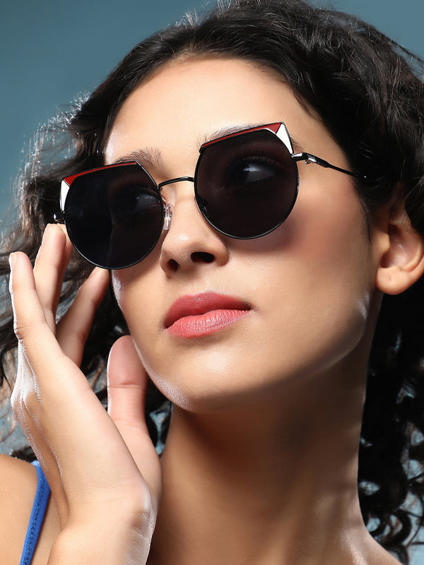 The Edge-Block Cateye Sunglass - Onyx Black