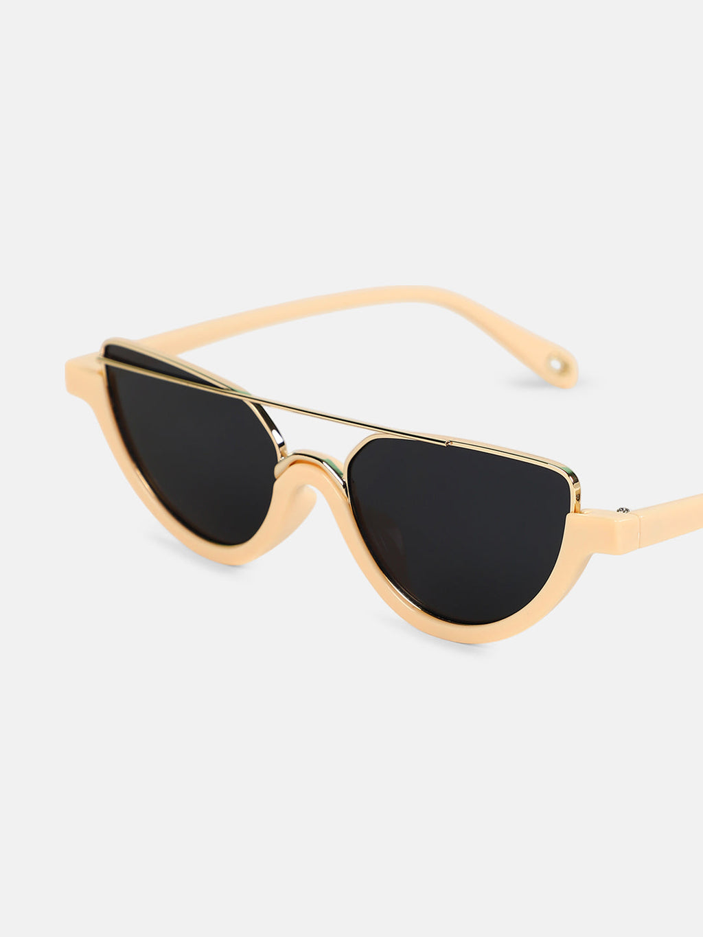 The Tilted-Bar Cateye Sunglass - Off-White