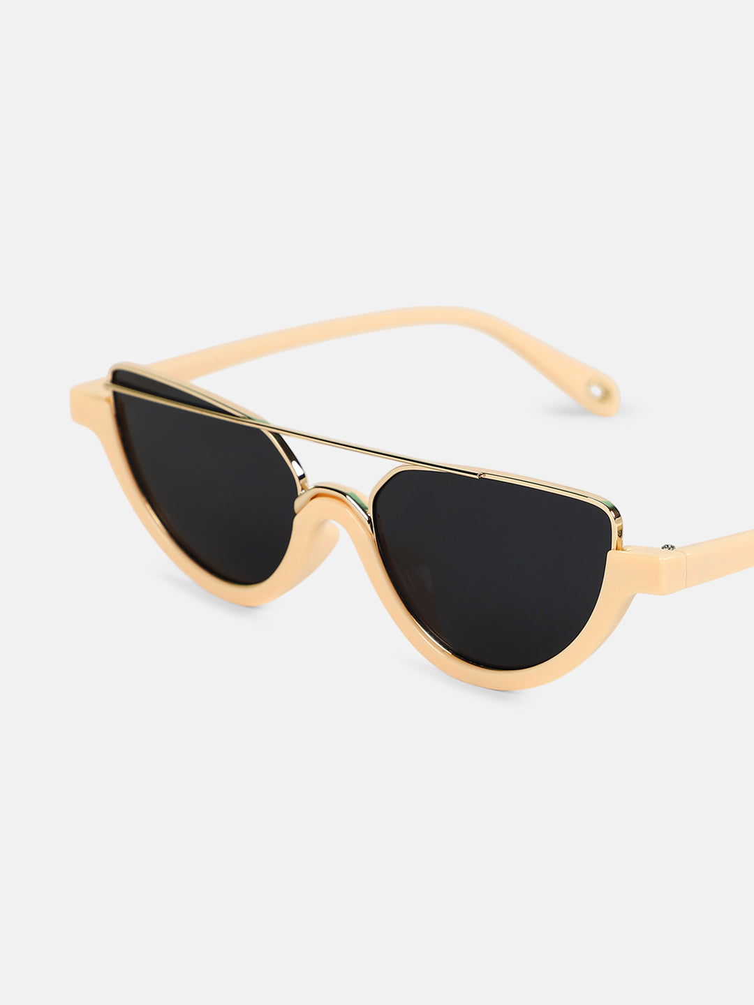 The Tilted-Bar Cateye Sunglass - Off-White