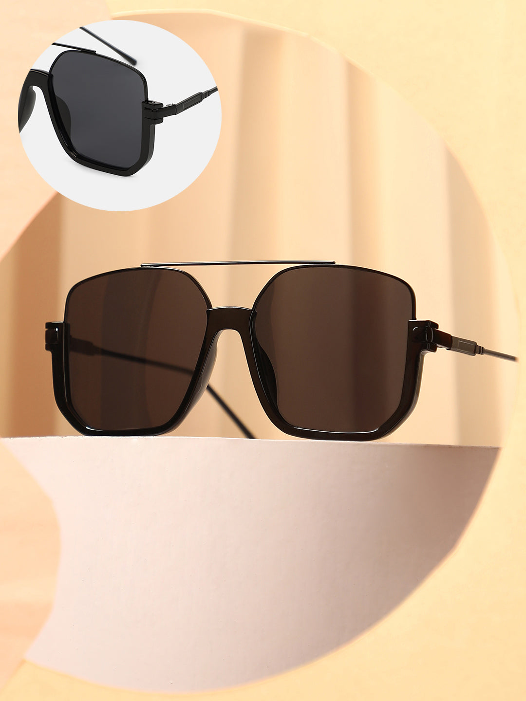 The Layover Rectangular Aviator Sunglass - Onyx Black