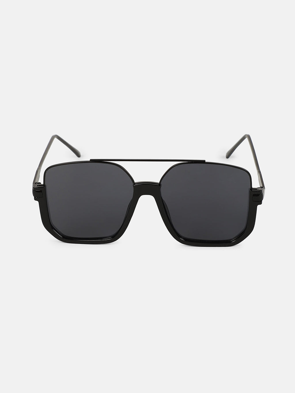 The Layover Rectangular Aviator Sunglass - Onyx Black