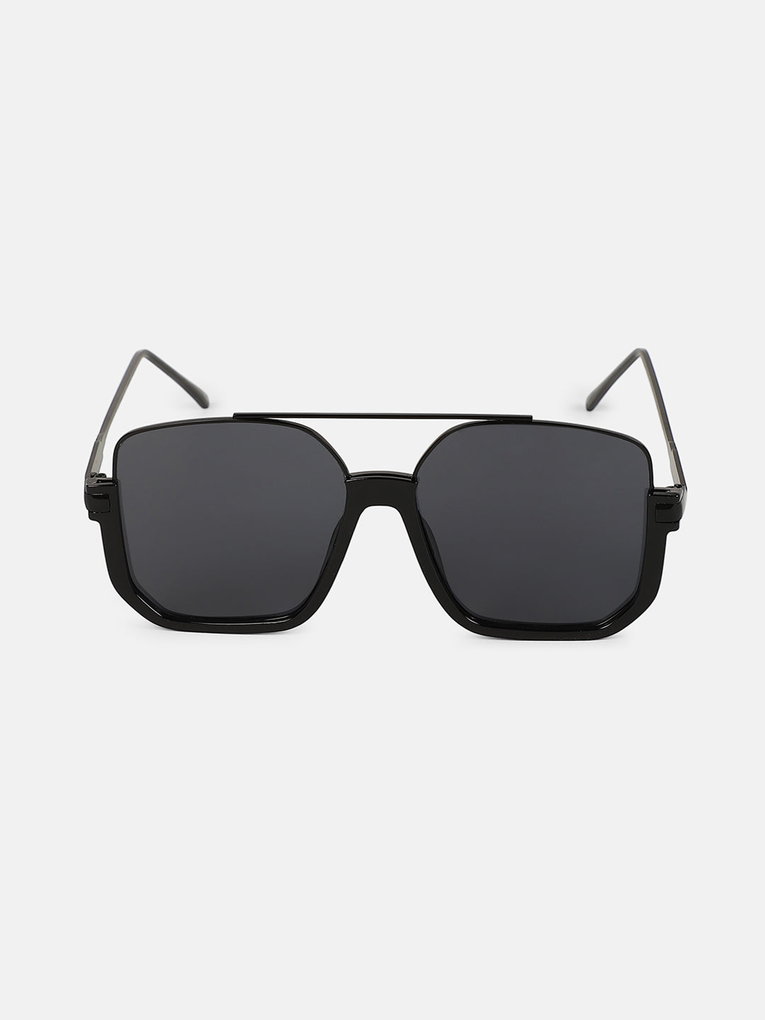 The Layover Rectangular Aviator Sunglass - Onyx Black