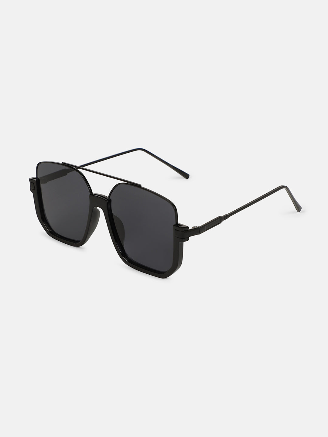 The Layover Rectangular Aviator Sunglass - Onyx Black