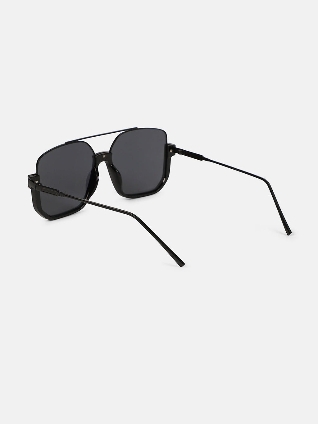 The Layover Rectangular Aviator Sunglass - Onyx Black