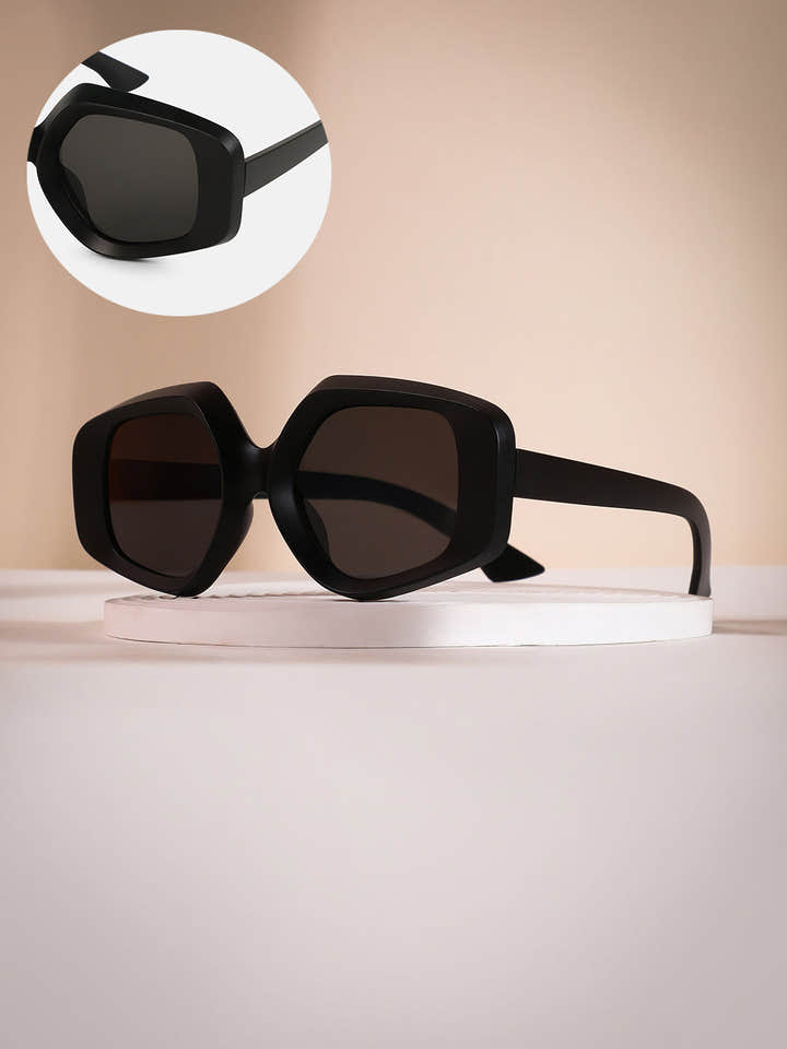 The Chonky-Matte Rectangular Sunglass - Midnight Black