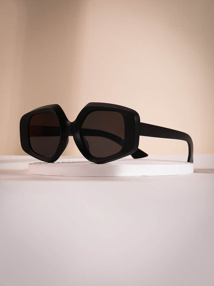 The Chonky-Matte Rectangular Sunglass - Midnight Black