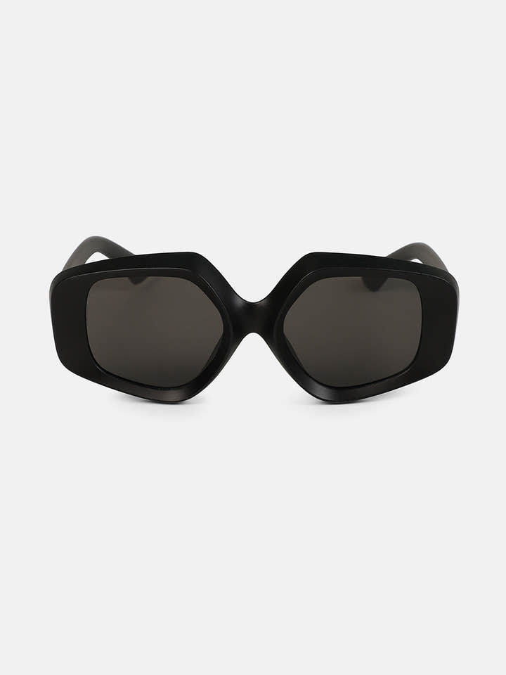 The Chonky-Matte Rectangular Sunglass - Midnight Black