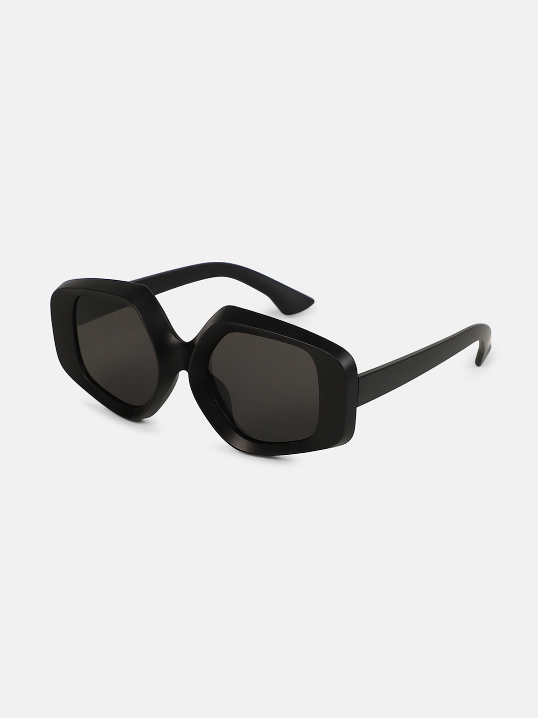 The Chonky-Matte Rectangular Sunglass - Midnight Black