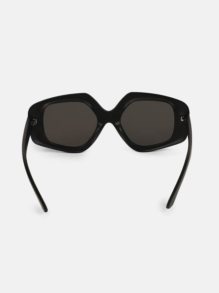 The Chonky-Matte Rectangular Sunglass - Midnight Black