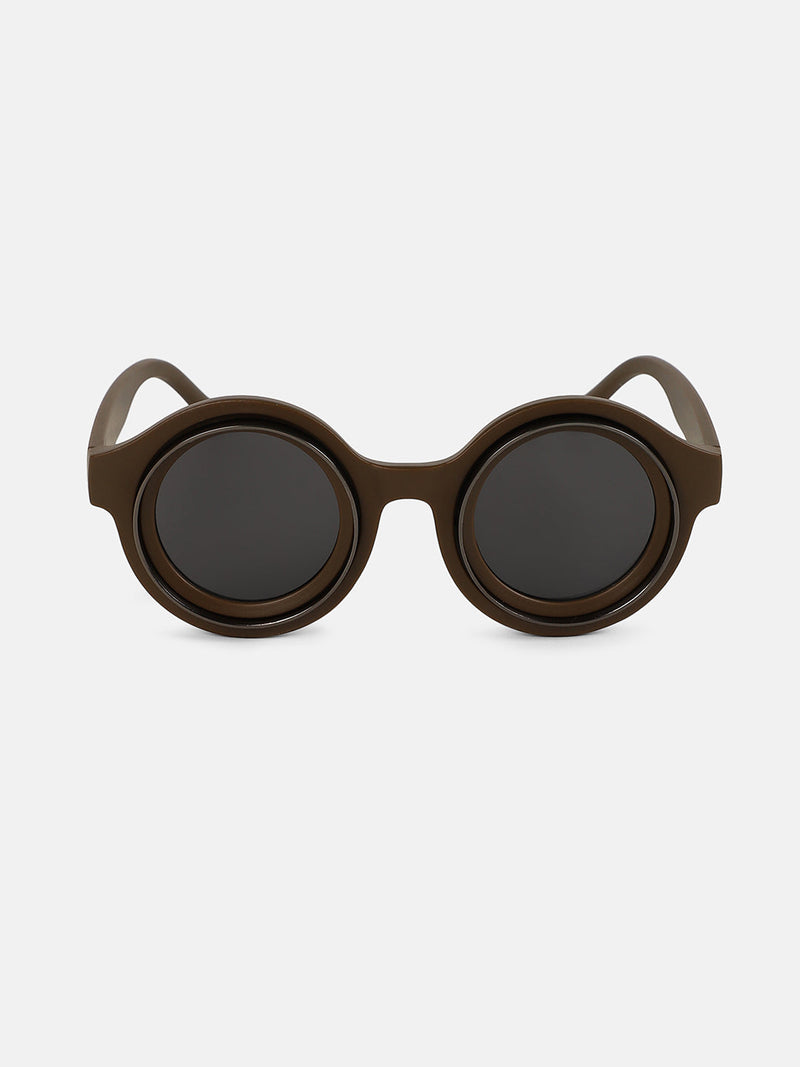 The Binoculars Round Sunglass - Taupe Brown