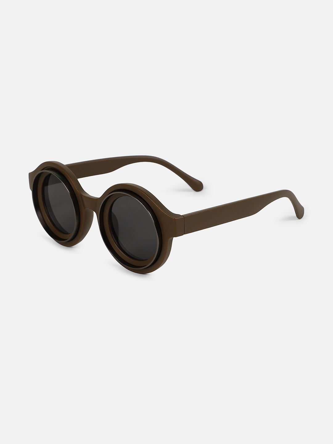 The Binoculars Round Sunglass - Taupe Brown