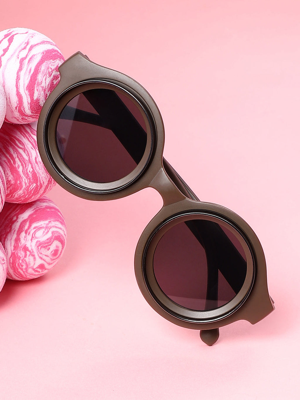 The Binoculars Round Sunglass - Taupe Brown