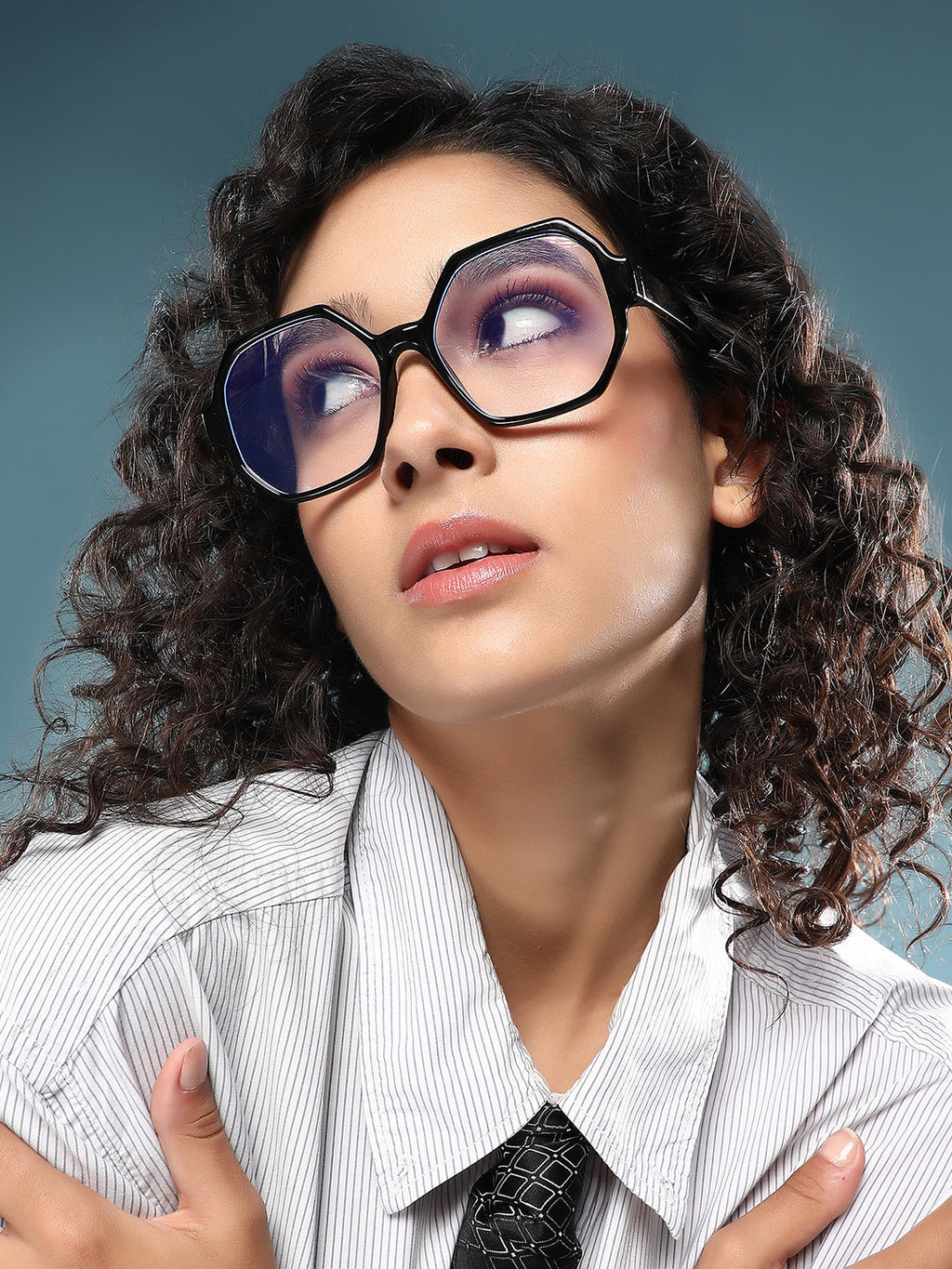The Madame Geometric Sunglass - Onyx Black