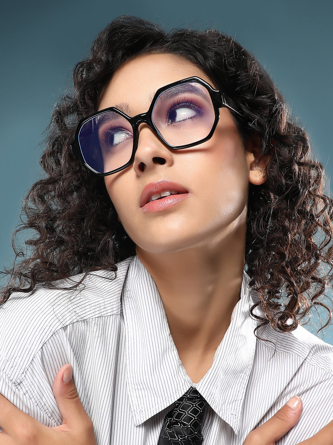 The Madame Geometric Sunglass - Onyx Black