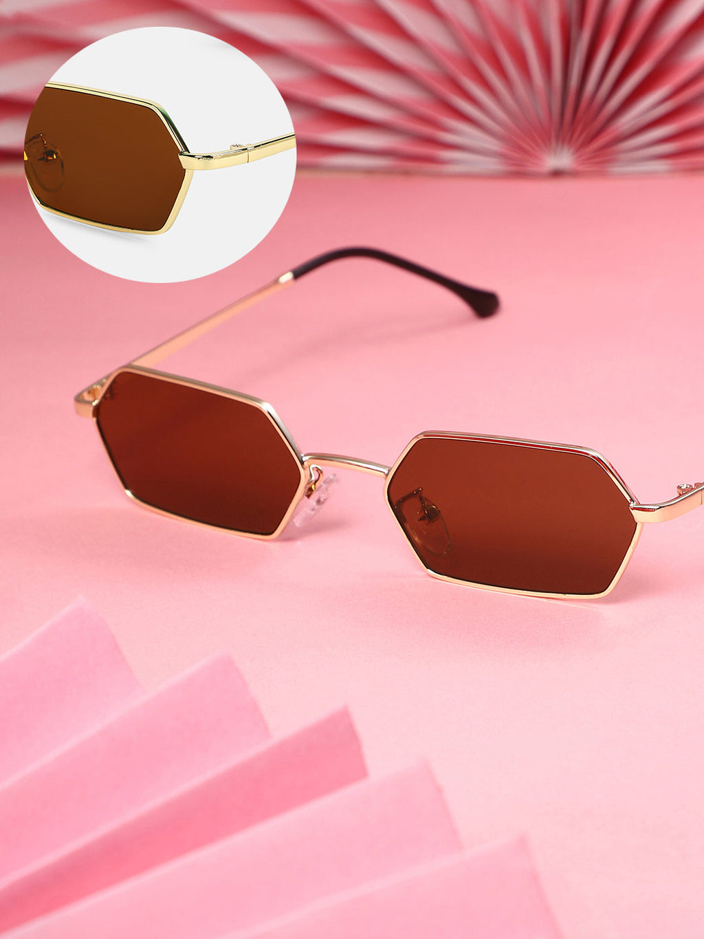 The Bash Geometric Sunglass - Coffee Brown