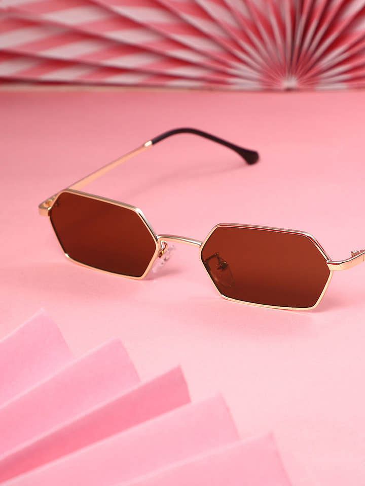 The Bash Geometric Sunglass - Coffee Brown
