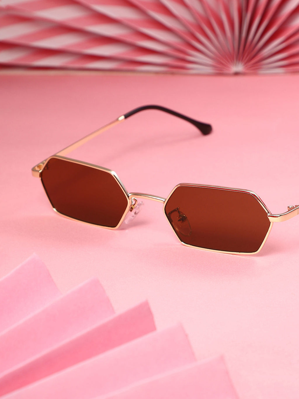 The Bash Geometric Sunglass - Coffee Brown