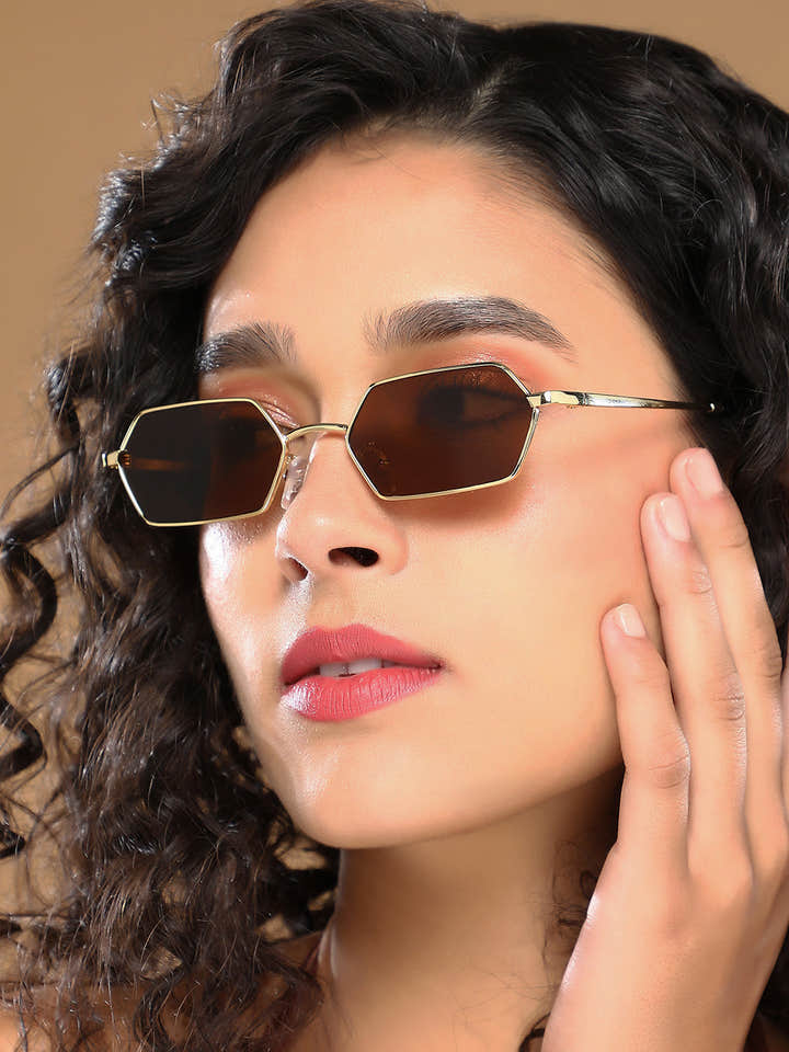 The Bash Geometric Sunglass - Coffee Brown