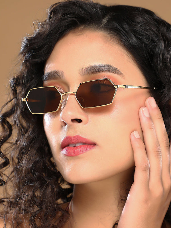 The Bash Geometric Sunglass - Coffee Brown
