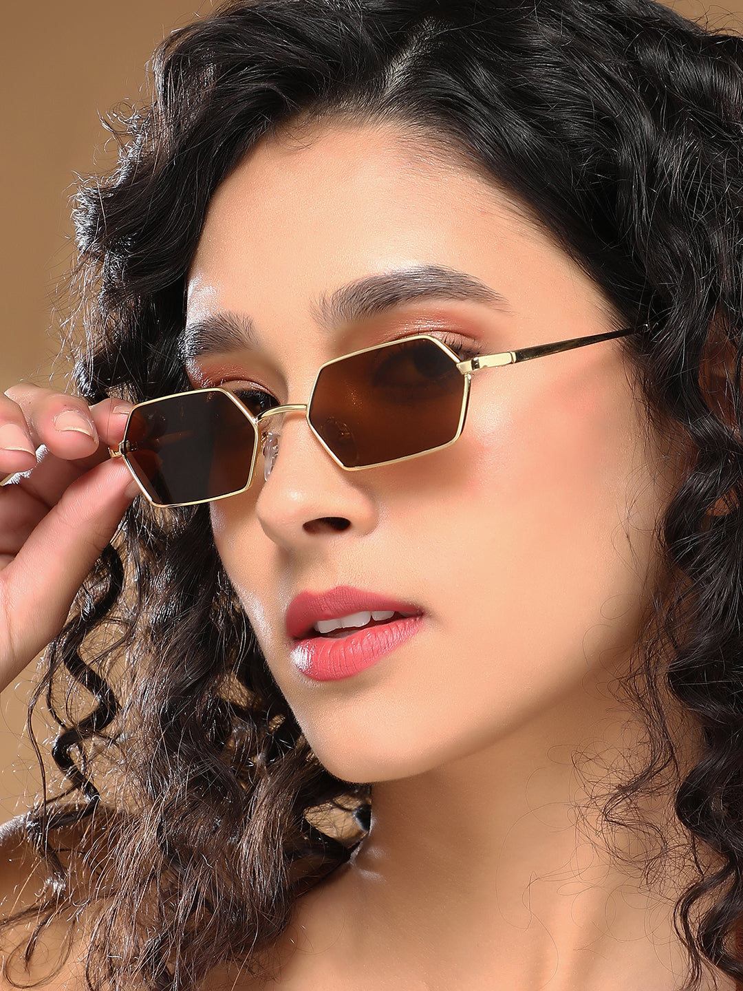 The Bash Geometric Sunglass - Coffee Brown