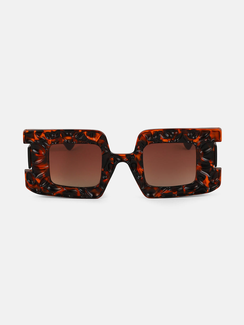 The Dented Tortoiseshell Rectangular Sunglass - Coffee Brown