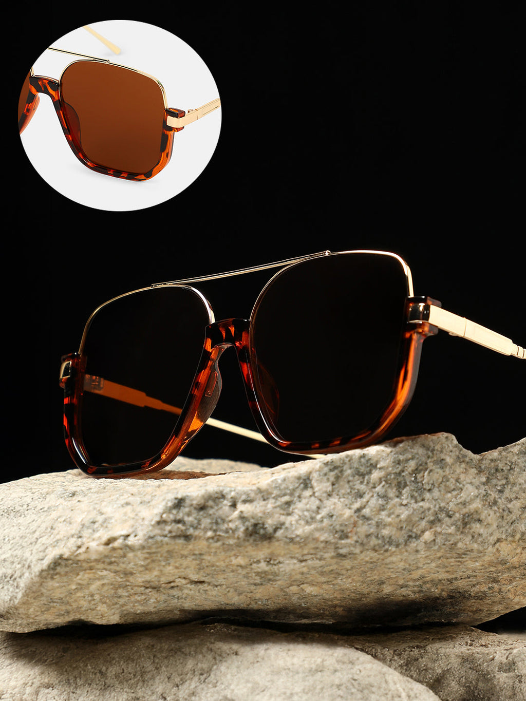 The Layover Rectangular Aviator Sunglass - Chocolate Brown