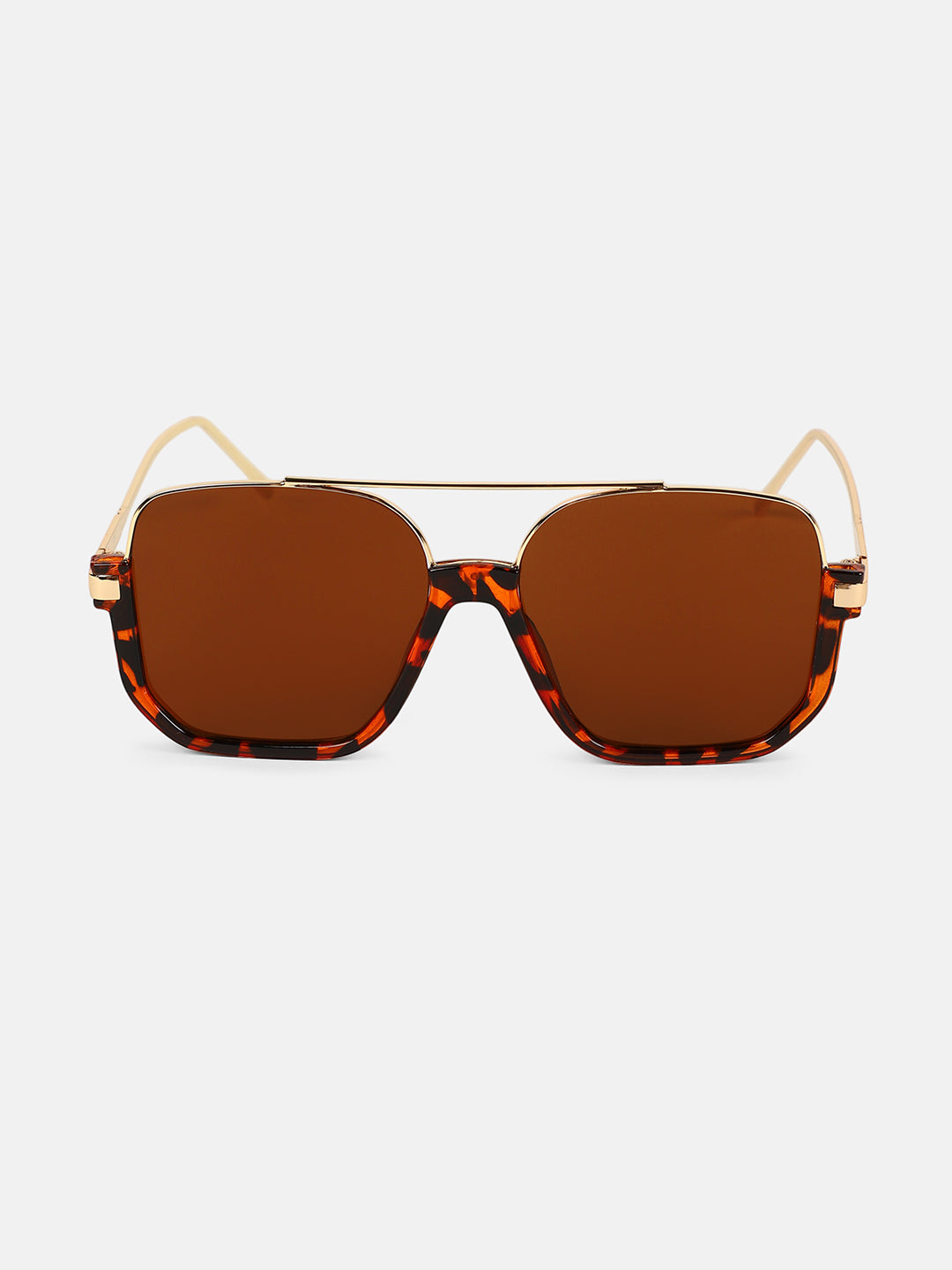 The Layover Rectangular Aviator Sunglass - Chocolate Brown