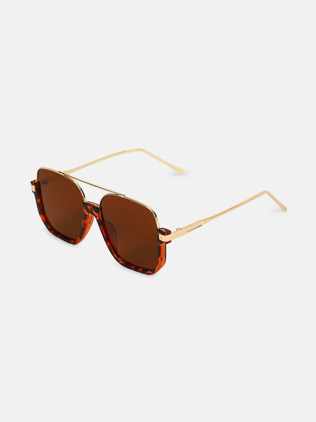 The Layover Rectangular Aviator Sunglass - Chocolate Brown