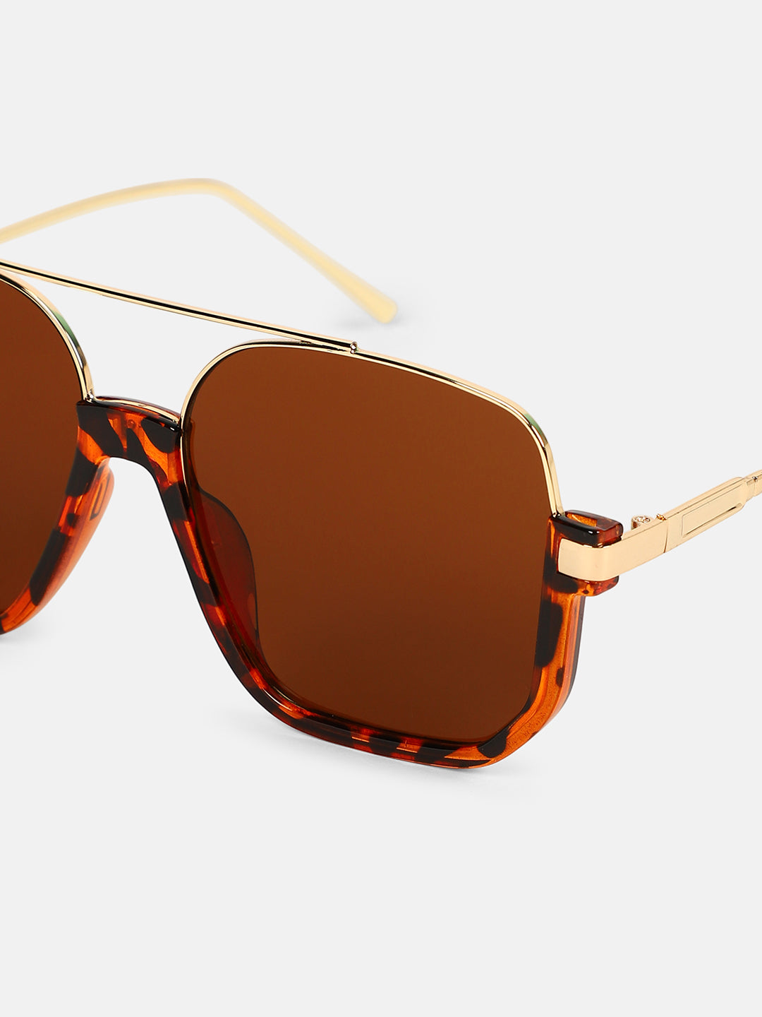 The Layover Rectangular Aviator Sunglass - Chocolate Brown