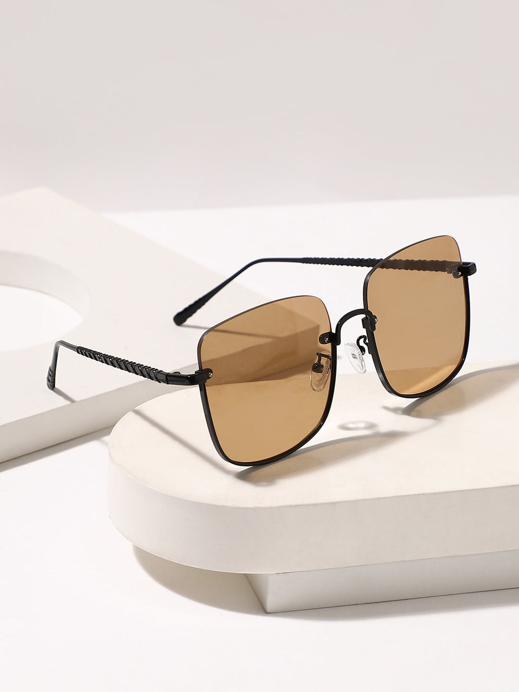 The Twisted-Highway Oversized Sunglass - Onyx Black