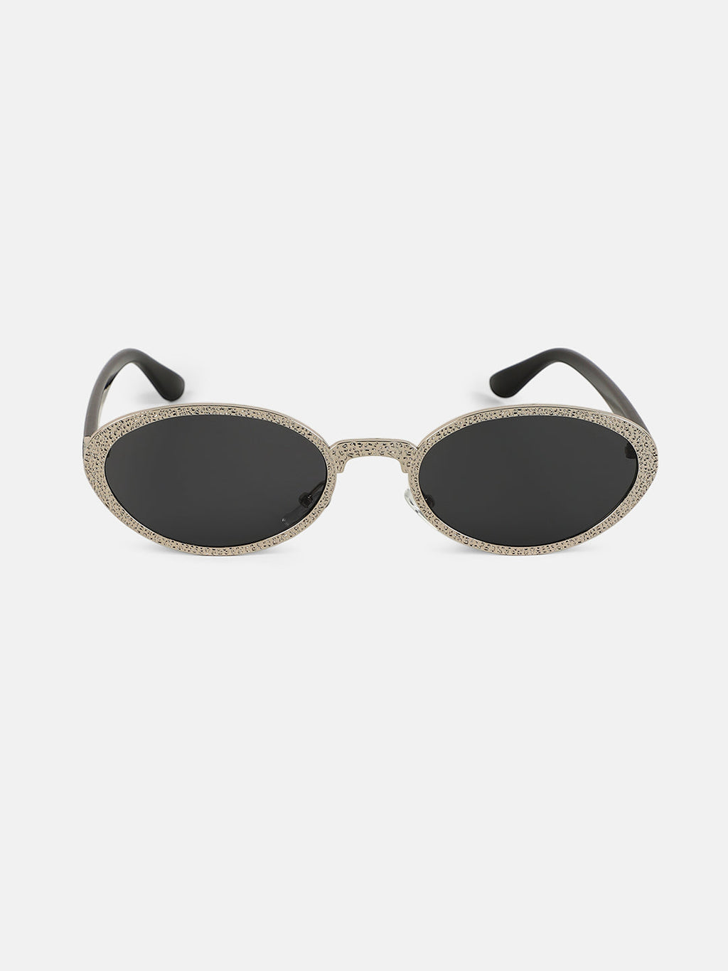 The Dented Oval Sunglass - Metallic Silver