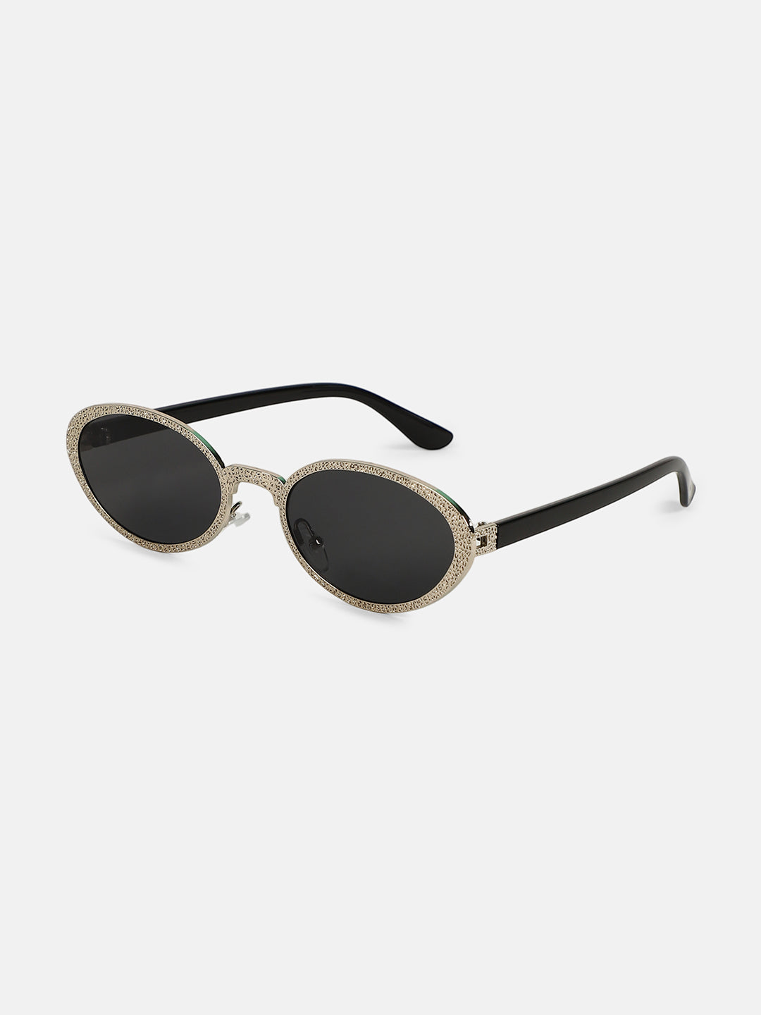 The Dented Oval Sunglass - Metallic Silver